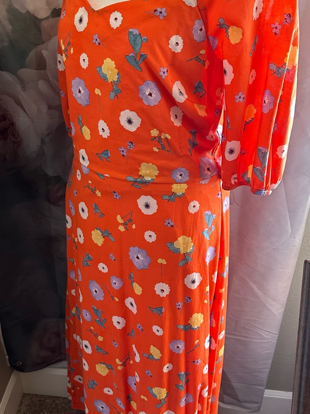 Ann Taylor Orange Floral Maxi Dress